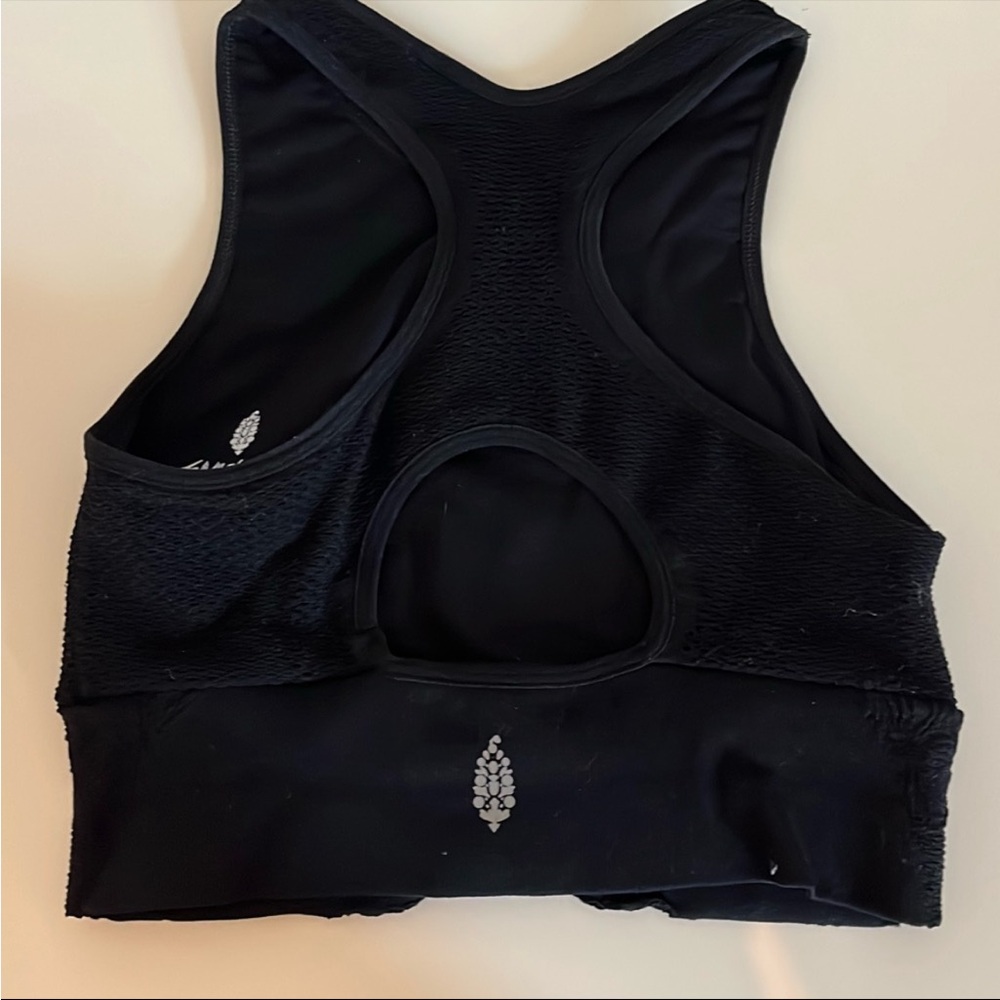 FP Movement by Free People Black Mesh Crop Top